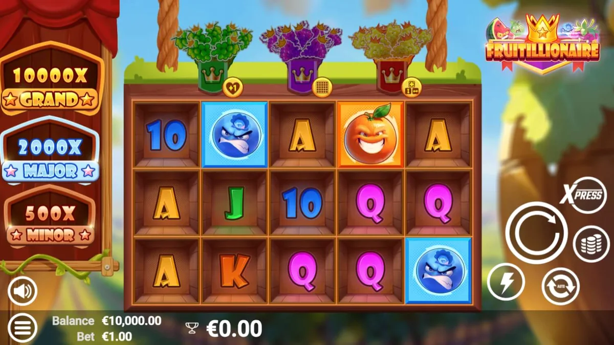 Karakter buah-buahan lucu di kerajaan Fruitillionaire